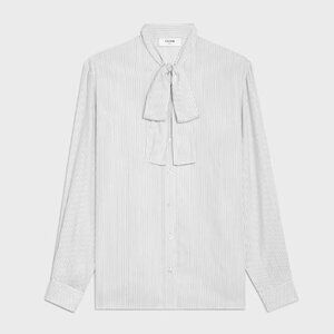 Celine Lavalliere Blouse in 100% Silk striped black and white